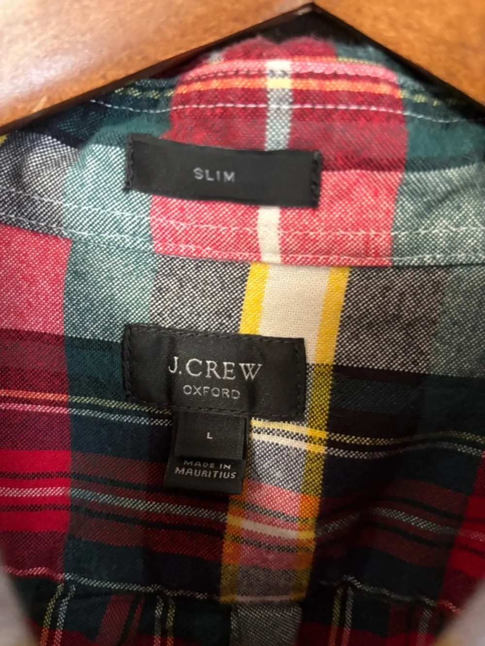 J. Crew Christmas Red and Green Plaid Button-Down Shirt Large